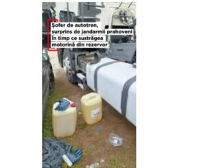 IJJ PRAHOVA:Șofer de autotren, surprins de jandarmii prahoveni în timp ce sustrăgea peste 60 litri de carburant din rezervor