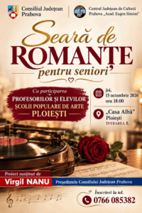 Consiliul Județean Prahova continuă seria evenimentelor dedicate seniorilor și îi invită la o „Seară de romanțe”